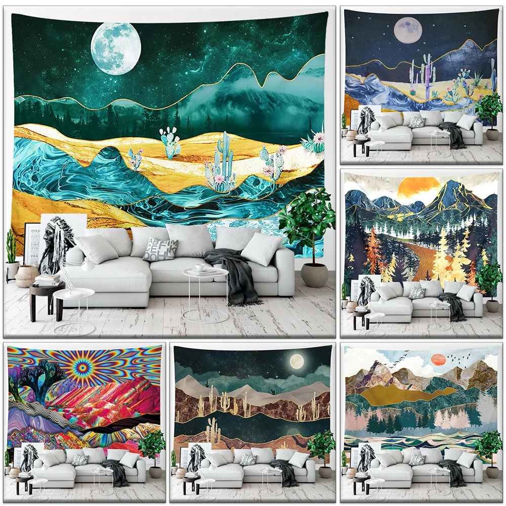 

Decorative tapestry nature landscape art wall hanging mountain tapestry kawaii room tapestry bedroom living room decor aesthetic