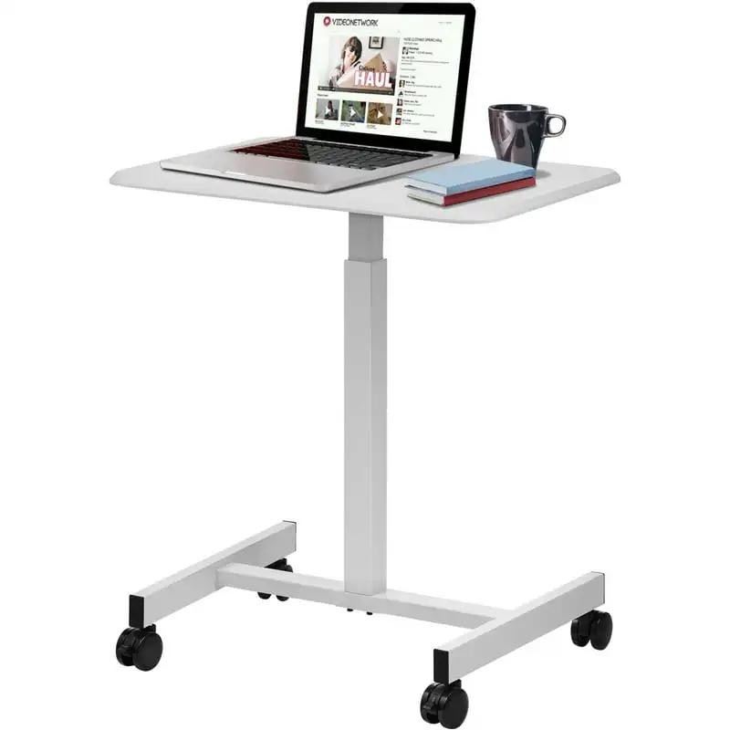 

Mobile Laptop Desk Rolling Computer Table Adjustable Laptop Desk White