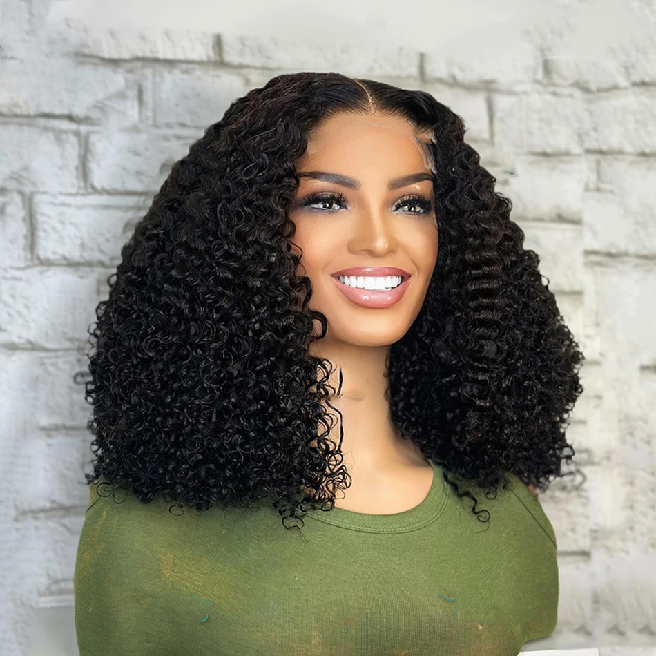

Deep Part Soft Bob 26Inch 180%Density Long Kinky Curly Glueless Deep Lace Front Wig For Women BabyHair Daily Cosplay Preplucked