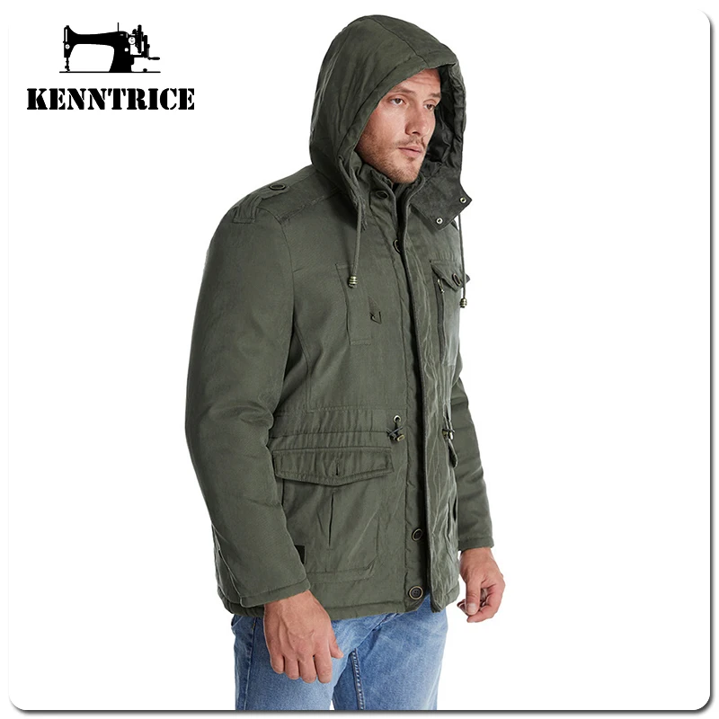 Kenntrice Thermal Parkas Jackets Large Size Classic Vintage Loose Cold Proof Fleece Hooded Snow Men'S Polar Fleece Big Yards