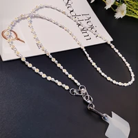 crossbody hanging chain mobile phone lanyard pearl love pendant hanging neck detachable belt buckle phone case clip universal