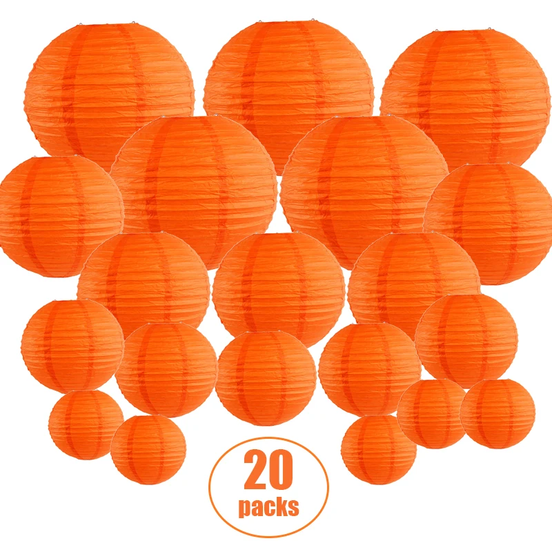 

Бумажные фонарики 20 шт., красные и оранжевые, 6-12 дюймов