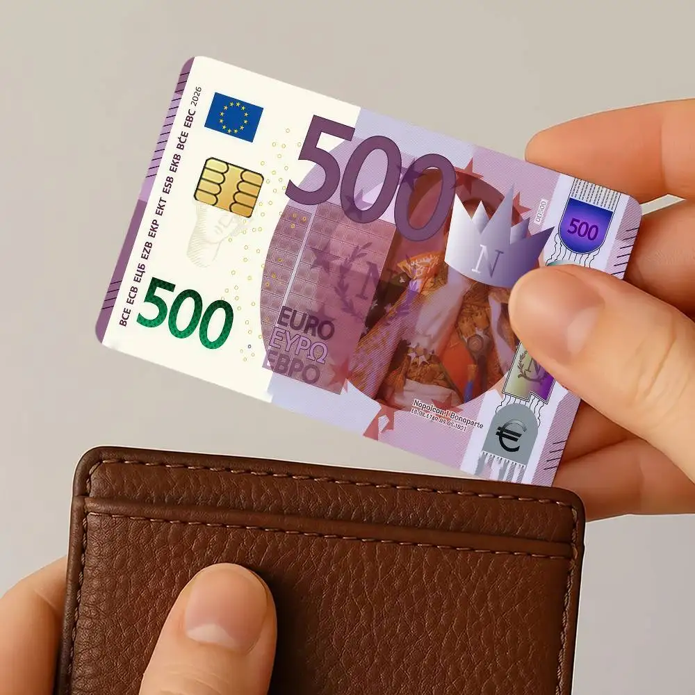 Фото Наклейки-скины для банковских карт Art European 500 Euro, декоративные защитные наклейки для дебетовых карт, 4 шт., устойчивые к царапинам, водонепроницаемые. №2