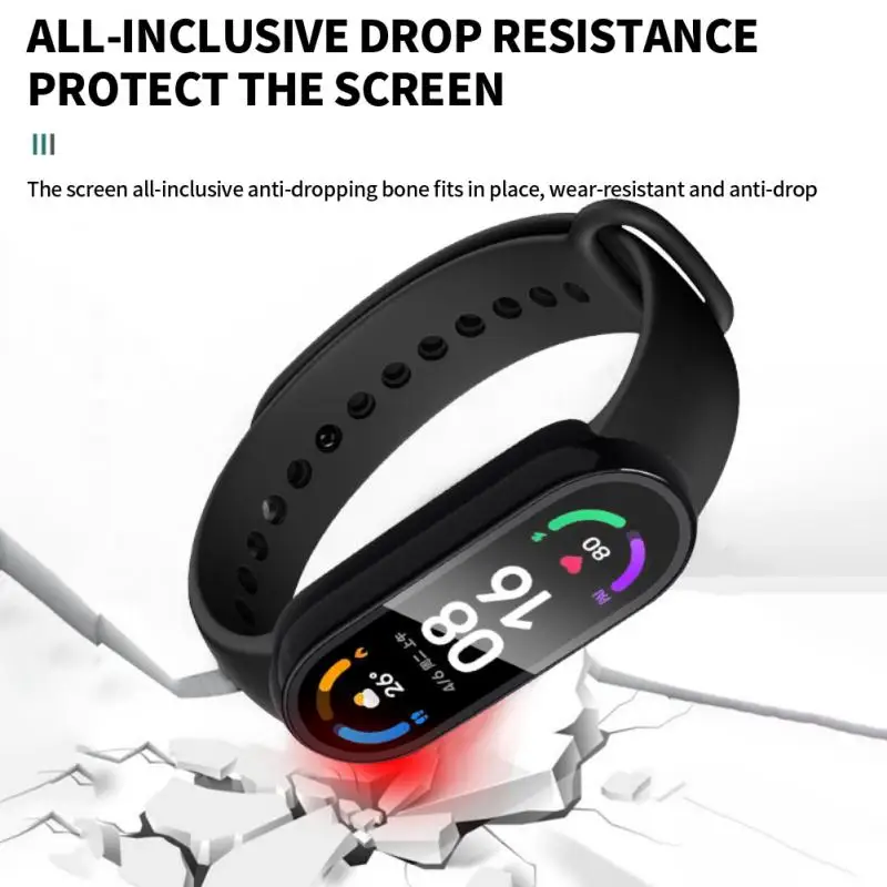 10D Film Glass Case For Xiaomi Mi band 7 6 5 4 3 Tempered Screen Protector Hard PC Bumper Overall Protective Cover - купить по