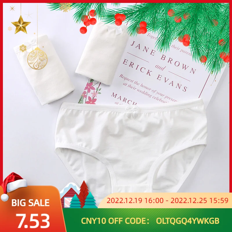 3PCS/Lot Baby Girl Performs Pure White Panties Cotton Very Soft Class A Woman Briefs and Boxers Aged 3 to 9 Years Wholesale