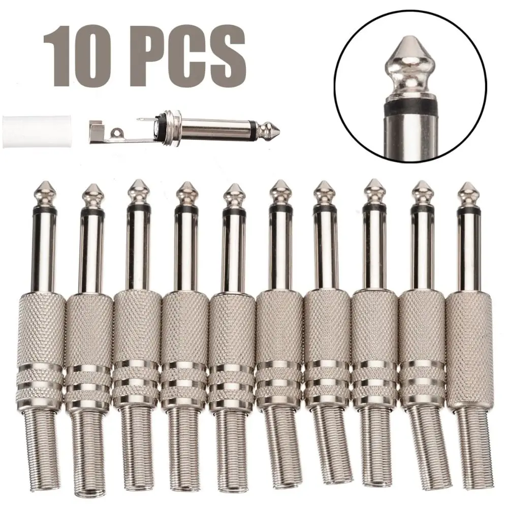 

10pcs/pack 6.35mm Male Soldering Audio Connector 1/4
