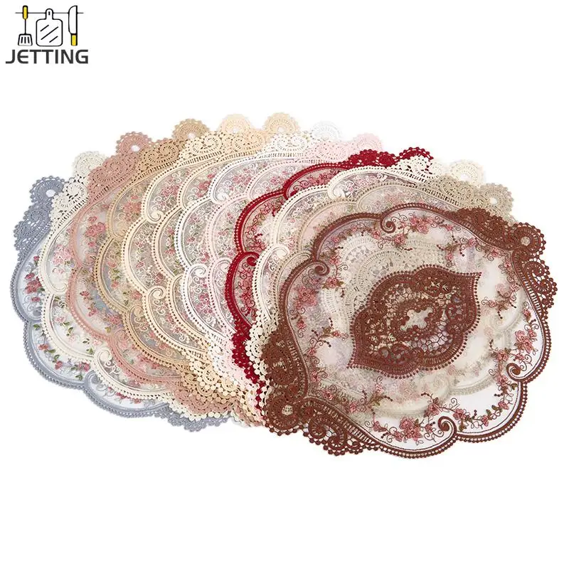 

1Pcs Dining Table Flower Embroidery Craft Placemat European Style Lace Insulation Plate Mat Anti-scald Coaster Table Pads