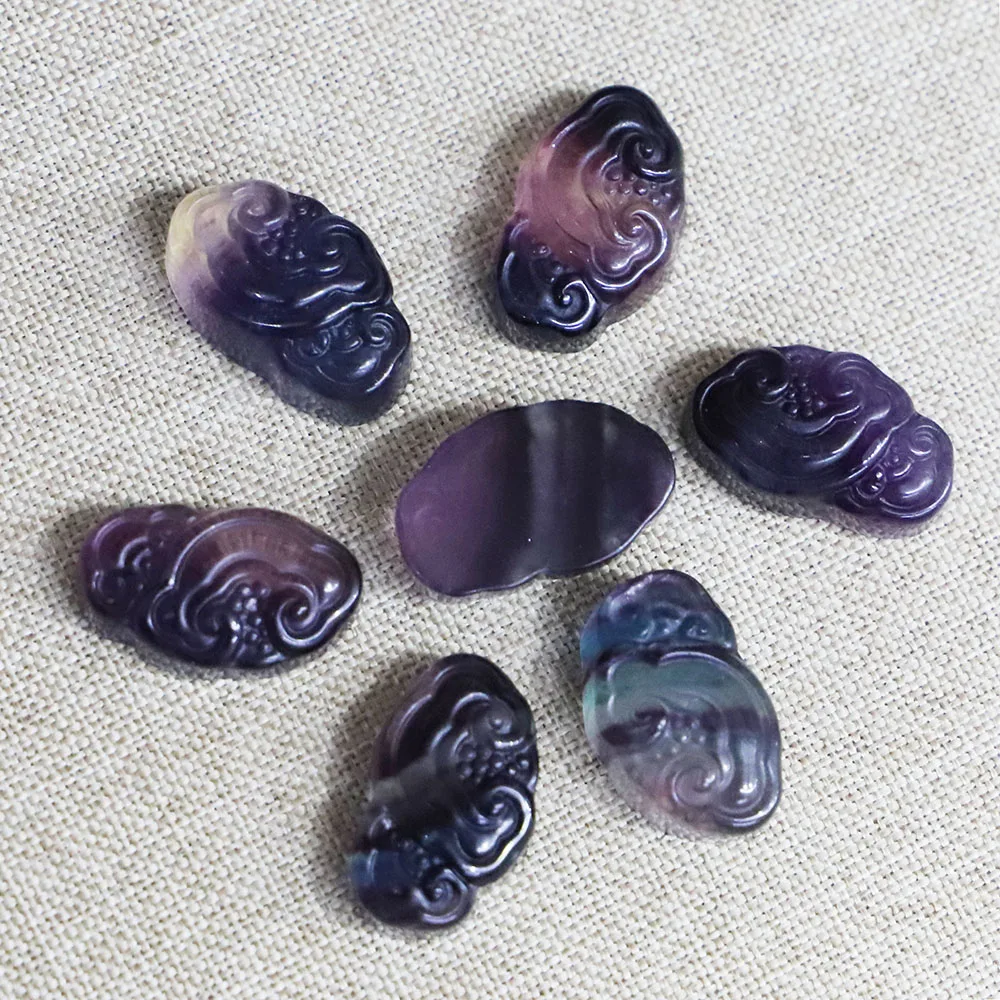 New Natural Stone Fluorite Smile Mini Clouds Quartz Carved Ornament Hand Polished Gifts Reiki Healing Home Decor Crystals 2Pcs