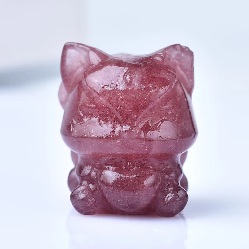 1 шт. натуральный розовый кварц девятихвостая лиса аниме ручка искусственная