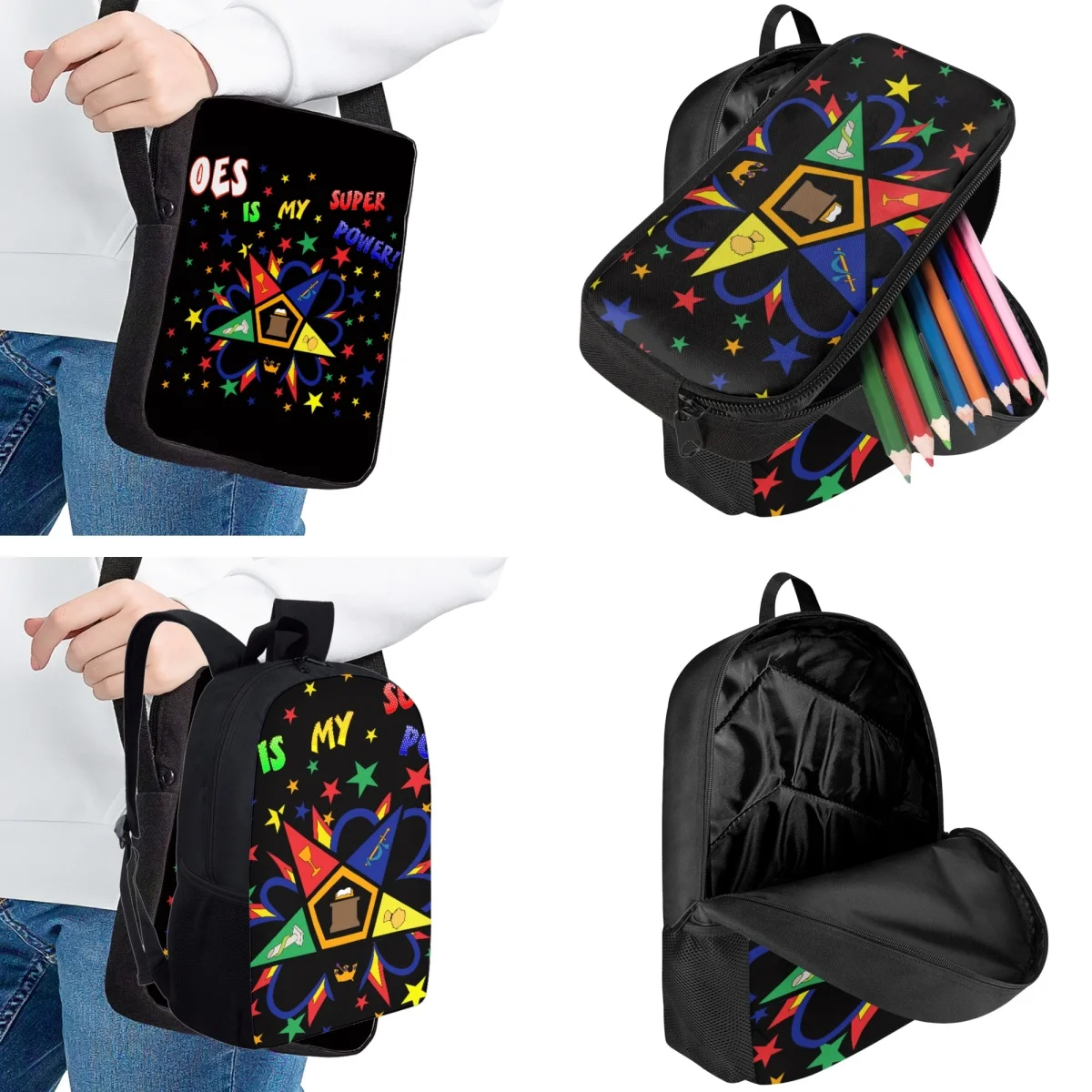 3pcs Children School Bags OES Sistars Order Of Eastern Print Backpack for College Student Fashion Travel Computer Bag Satchel