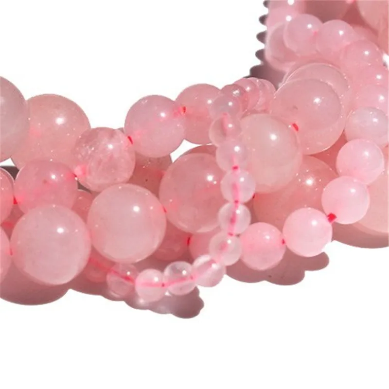 

Natural Pink Quartz Spacer Loose Beads For Jewelry Making DIY Bracelet