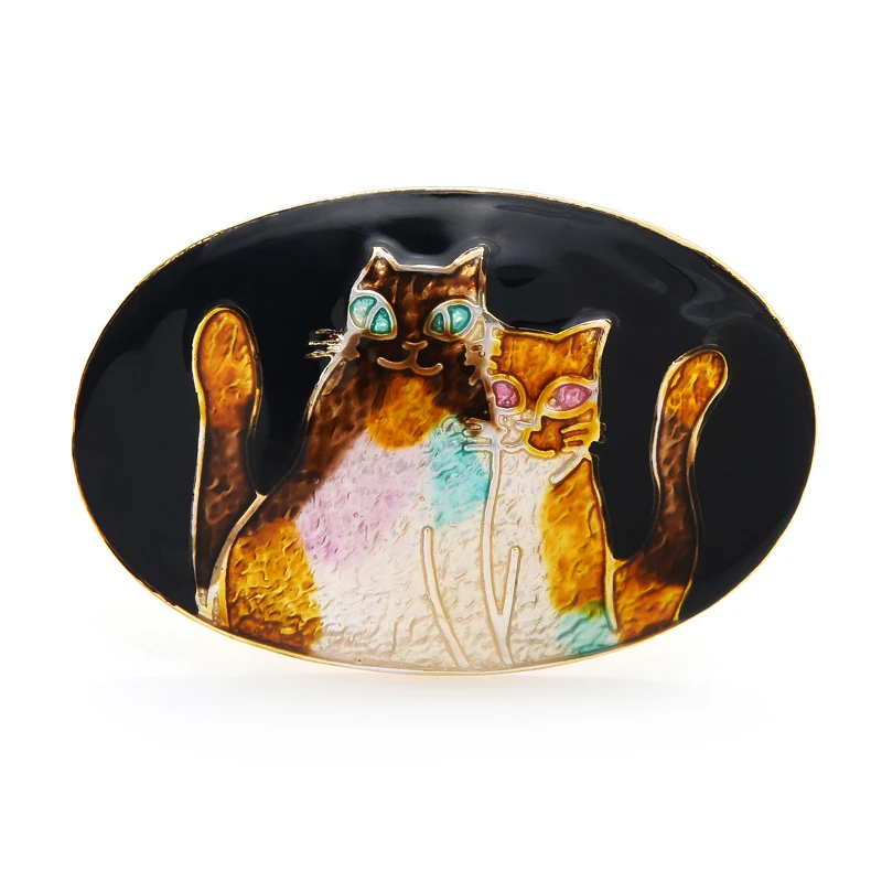 

Wuli&baby Two Cat Badge Brooches For Women Unisex Enamel Couple Lover Pets Animal Party Office Brooch Pin Gifts