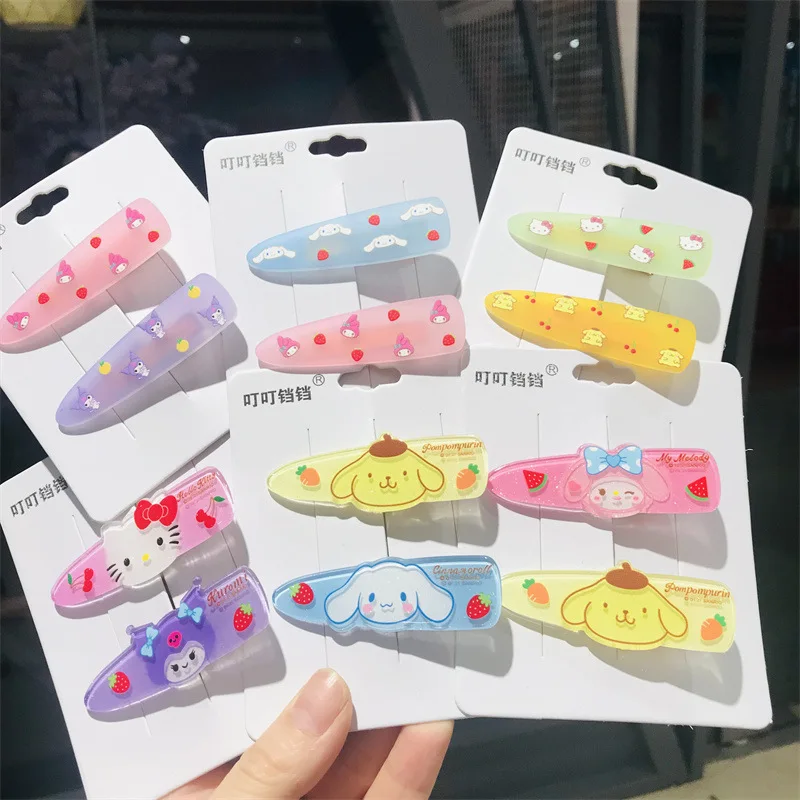 

Милая Sanrioed шпилька для волос Kawaii Kuromi Melody Cinnamoroll милая девочка сердце аксессуары для волос мультяшная шпилька для волос подарок для девочки