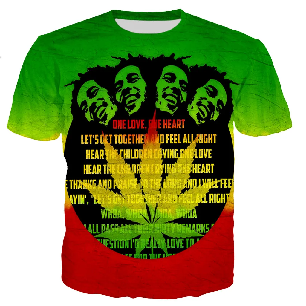 

Bob Marley 3D Print Tee Fashion Streetwear Harajuku Style Short Sleeve Unisex Rapper Bob Marley Streetwear Hip Hop