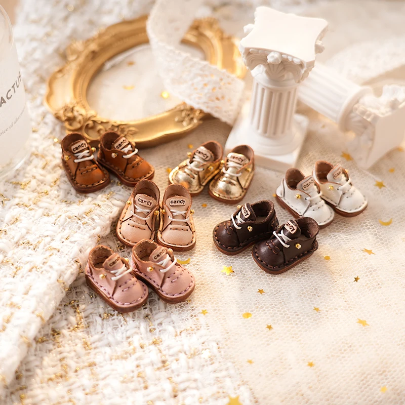 Blythe Small Doll Shoes Accessories OB22 Shoes Small Cloth UFDOLL Mini Body OB24 Handmade Cowhide Shoes