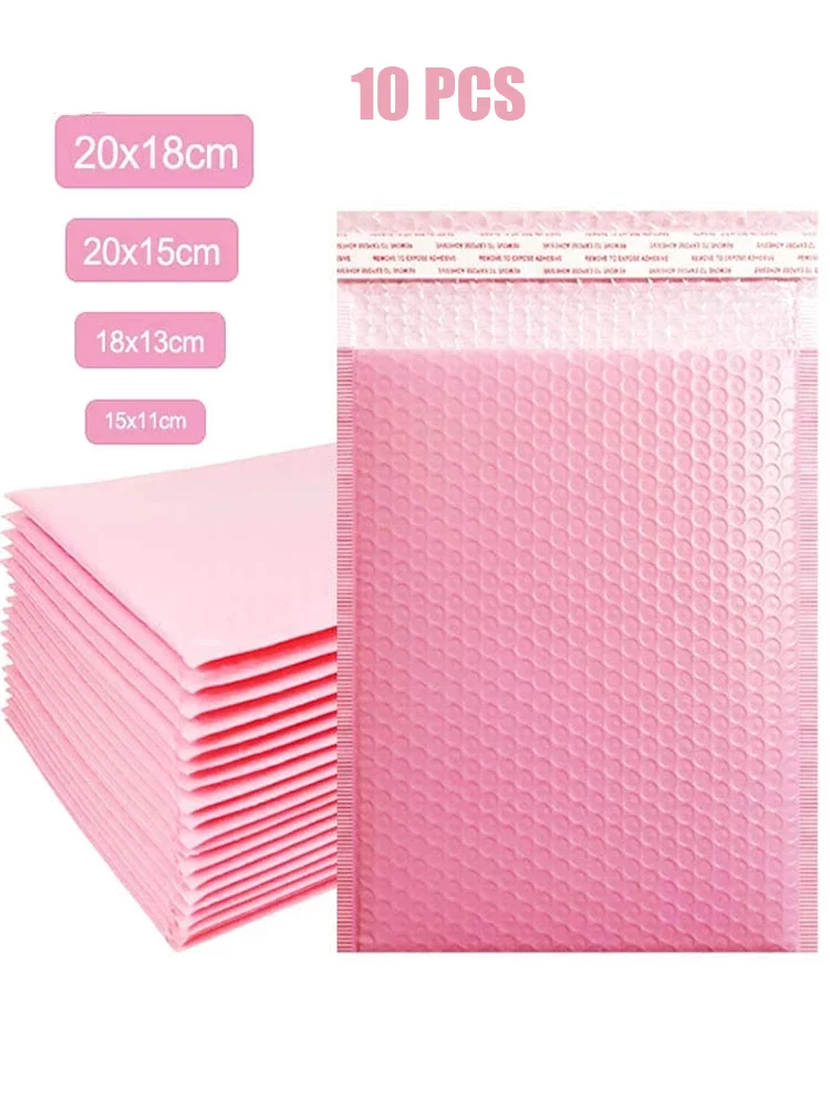 

10 шт. розовые пузырчатые конверты, конверты для почтовых отправлений, мягкие конверты, самозапечатывающиеся пакеты для доставки, Подарочны...