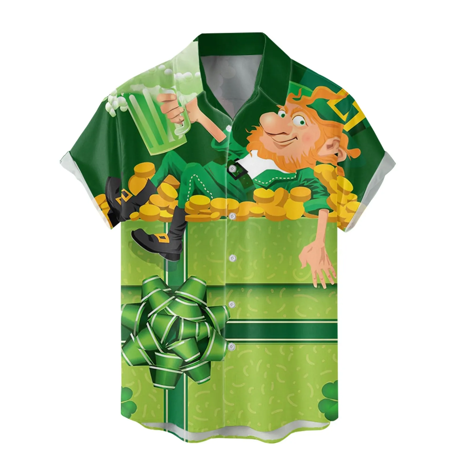 

Male Spring And Summer Single Breasted Shirts Casual Lapel Full Print Beach Short Sleeve Vacation Outdoor Vacation Shirts