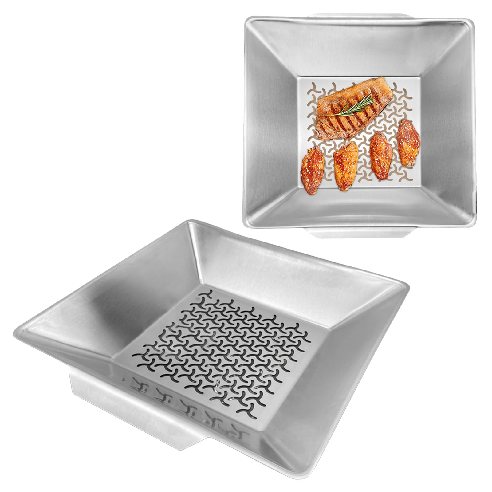 

Противень для выпечки из нержавеющей стали, противень для выпечки с отверстиями для утечки, квадратная форма для торта с зеркальной отделко...