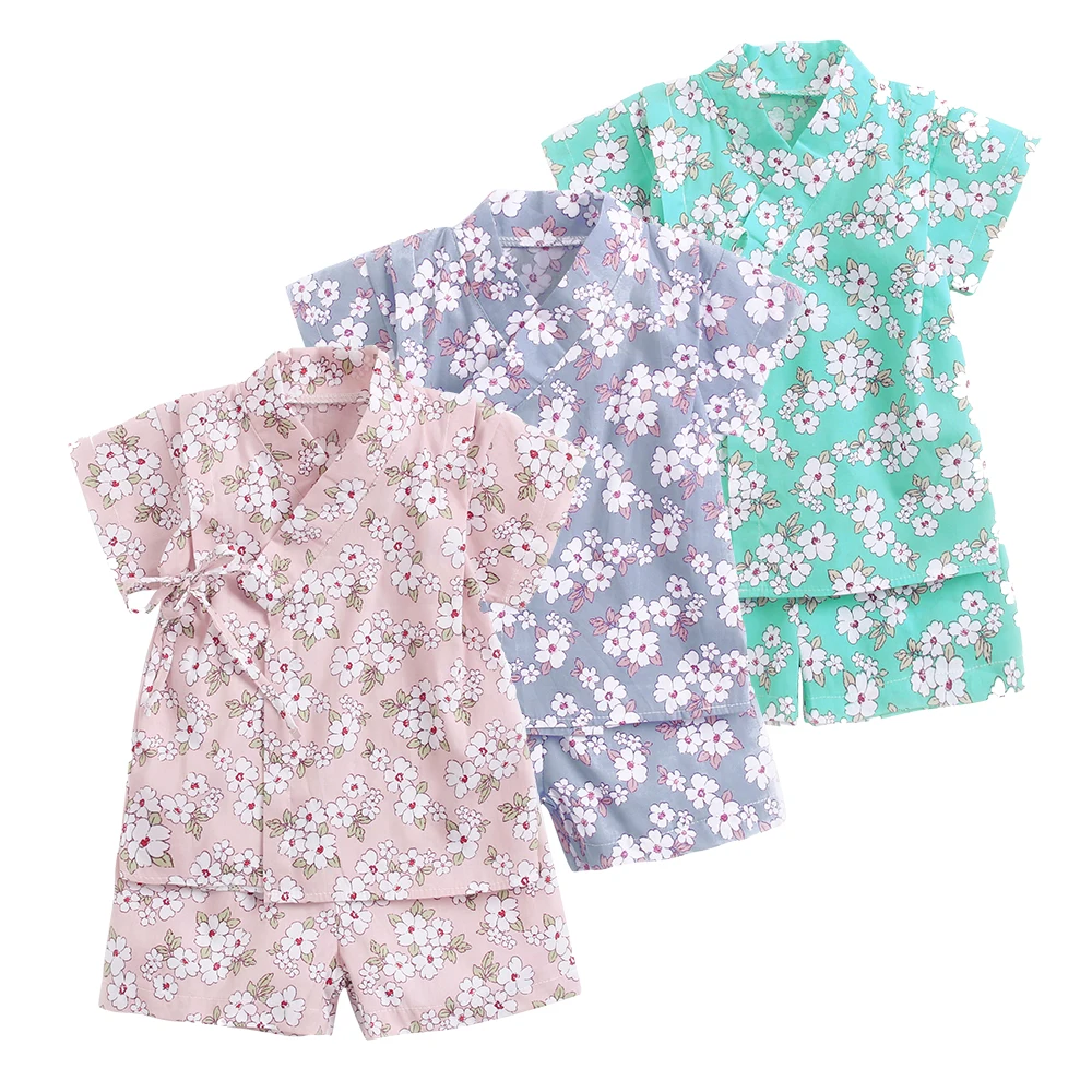 

Newborn Baby Boys Girls Clothes Suit Summer Cute 2pcs Cotton Pajamas for Toddler Baby Floral Printed Infant Baby Clothing Sets