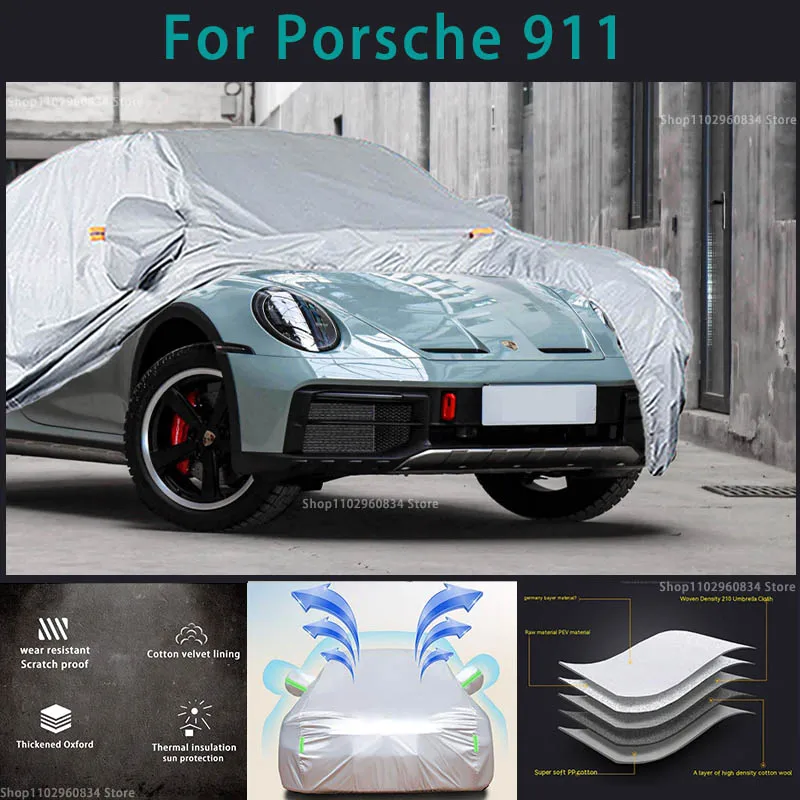 Автомобильные чехлы для Porsche 911 210T с полным покрытием, уличная Защита от солнца, УФ-лучей, пыли, снега, защита от града и шторма, автомобильный защитный чехол