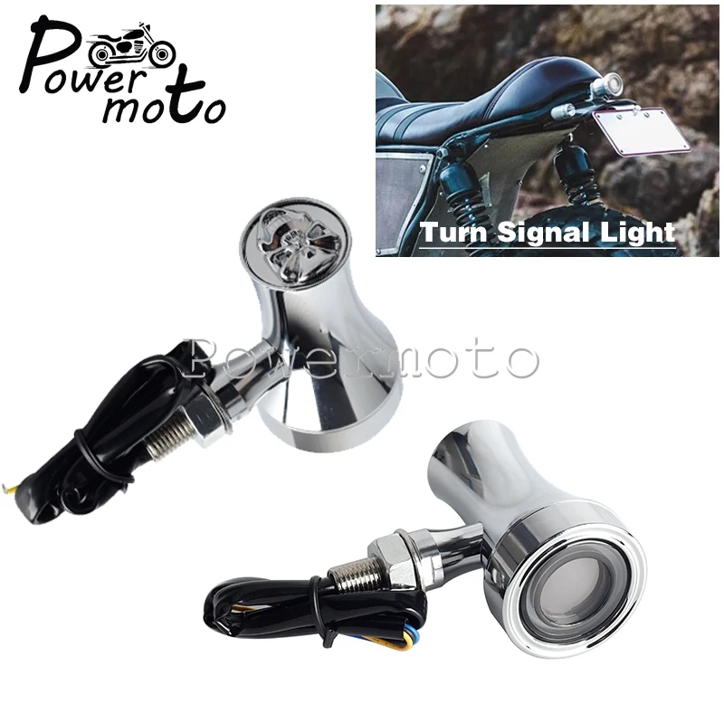 

For Harley Chopper Bobber Cruiser Honda Custom Bike Old School 10mm Aluminum LED Turn Signal Light Amber & Red Indicator Lamps