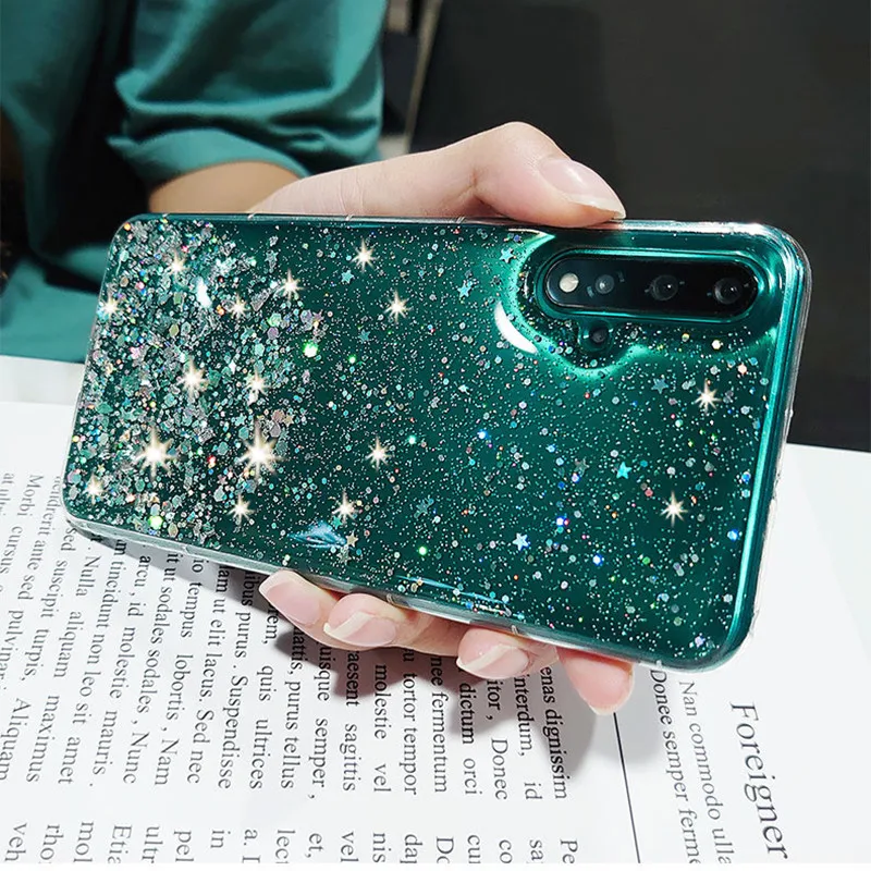 

For Huawei Nova 5T Case Bling Glitter Soft Silicone Phone Cover Huawei Honor 50 20 Pro 9X 9S 9A 9 8X 8S 8A 10i 10 Lite Case Capa