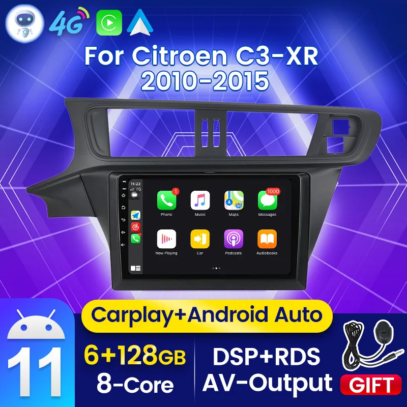 

Android 11 DSP RDS Car Radio FOR Citroen C3-XR C3 XR 2010 - 2015 GPS Multiemdai Video Player 2din Stereo Carpaly Auto 4G WIFI FM