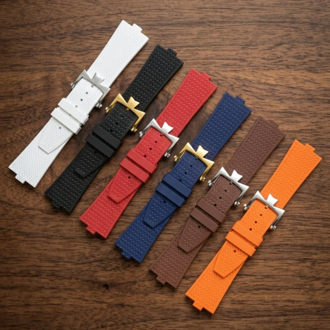 Фото Ремешок для часов Vacheron Constantin Overseas 4500V 5500V 7900V из каучука FKM со стальными концевыми звеньями №3