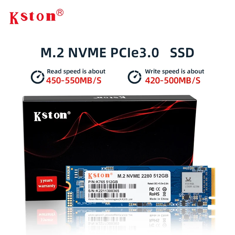 Внутренний жесткий диск Kston M.2 PCI-e NVMe SSD 128 ГБ 256 ГБ 1 ТБ