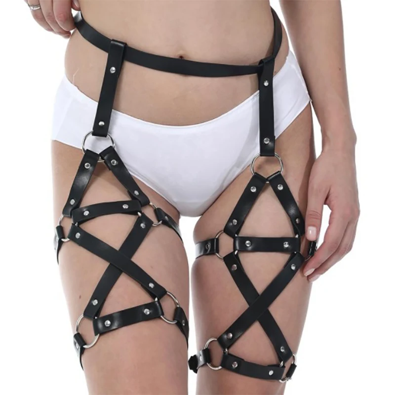 

Портупея женская кожаная в стиле панк, чёрный Пояс для чулок, модный аксессуар на бедро, ночной клуб вечерние для девушек и женщин