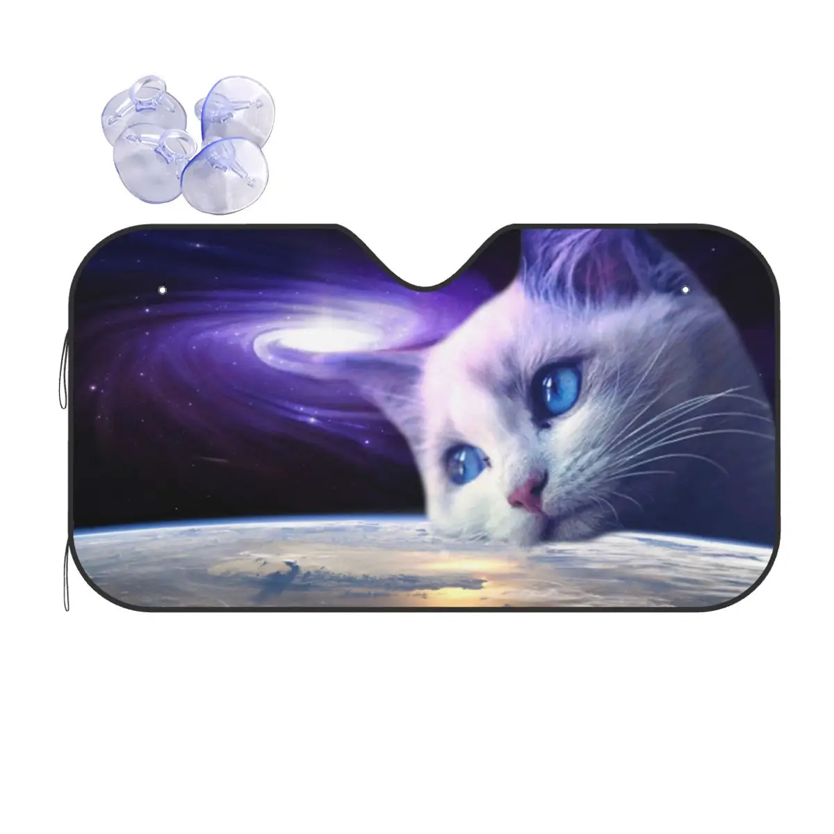 

Cosmic Cat Fold-up Windshield Sunshade 70x130cm Galaxy Space Funny Foils Car Sunshade UV Protector
