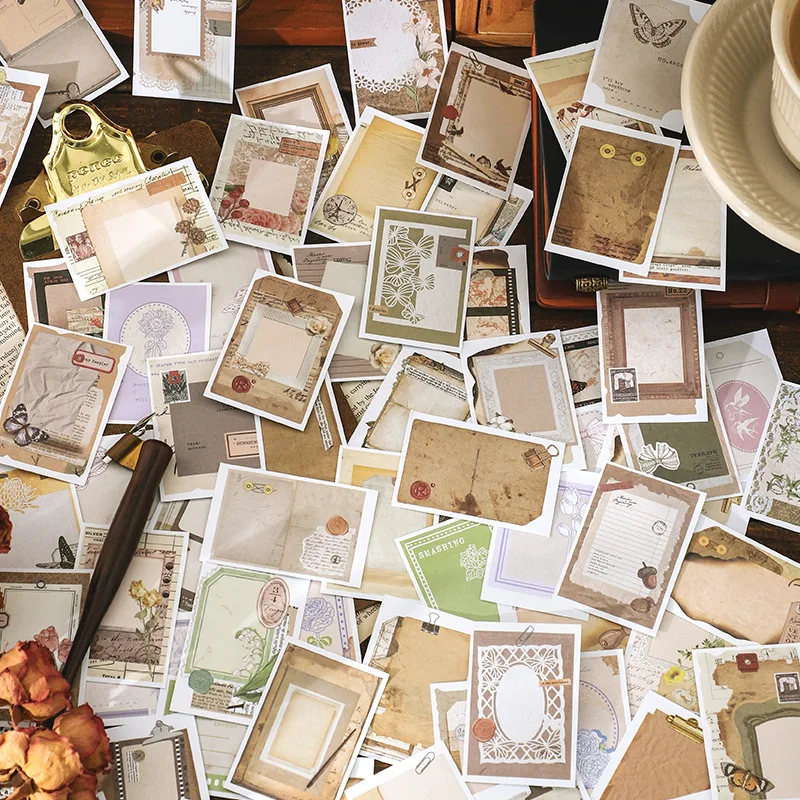

50pcs Simple Art Washi Sticker Vintage Writable DIY Journal Scrapbooking Background Decoration Stickers Stationery