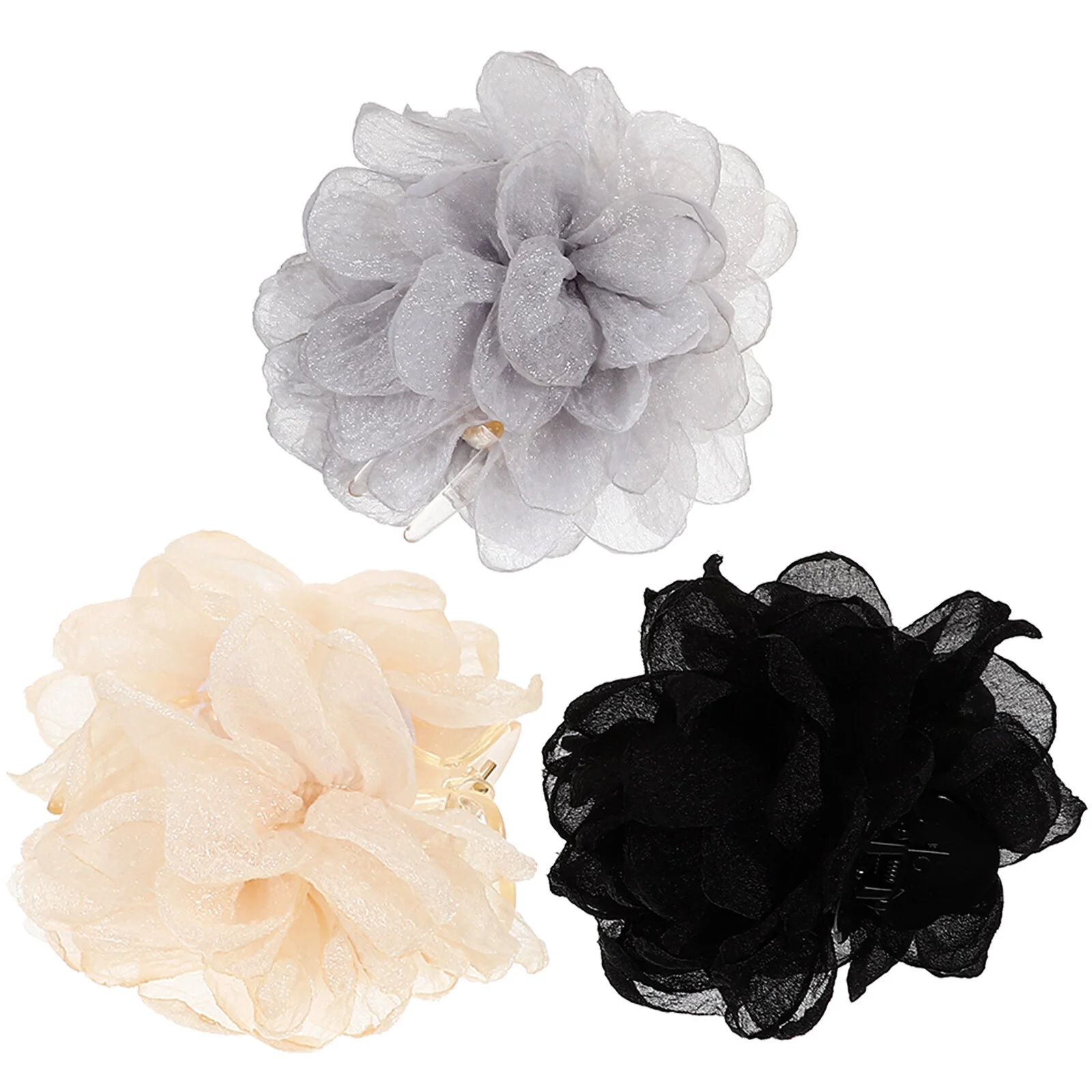 

3 Pcs Bun Hair Clip Meatball Camellia Accessories Women Thin Ponytail Cuff 10x8.5x7cm Flower Clips Claw Fabric Miss