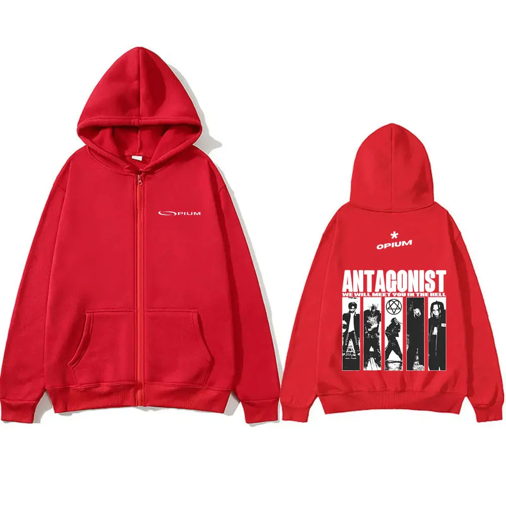 Худи мужское на молнии в стиле хип-хоп оверсайз