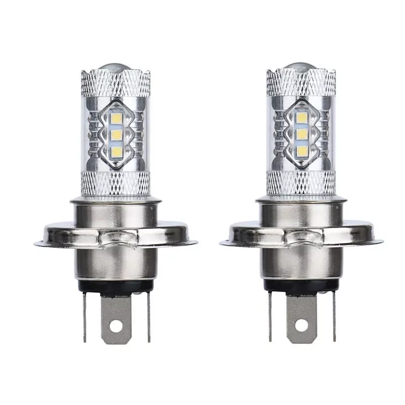 

2pcs White Light 3030 16LED 80W H4 Motorcycle Modified Light Long Range Focused Beam Brake, Parking, Tail, DRL And Fog Light