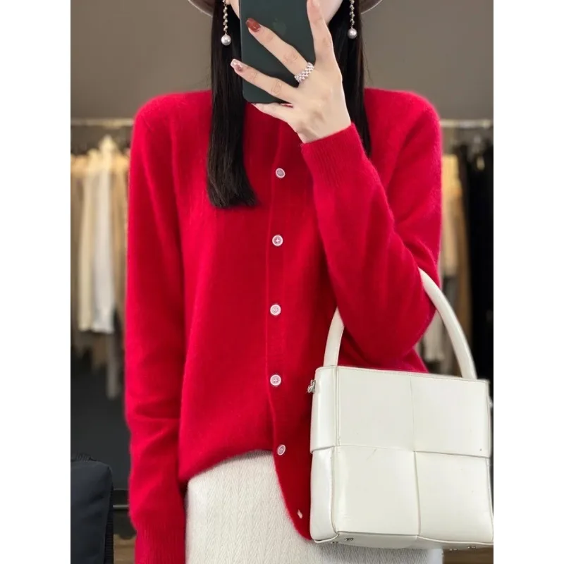 Весенний кашемировый свитер из мериносовой шерсти Женский вязаный кардиган с