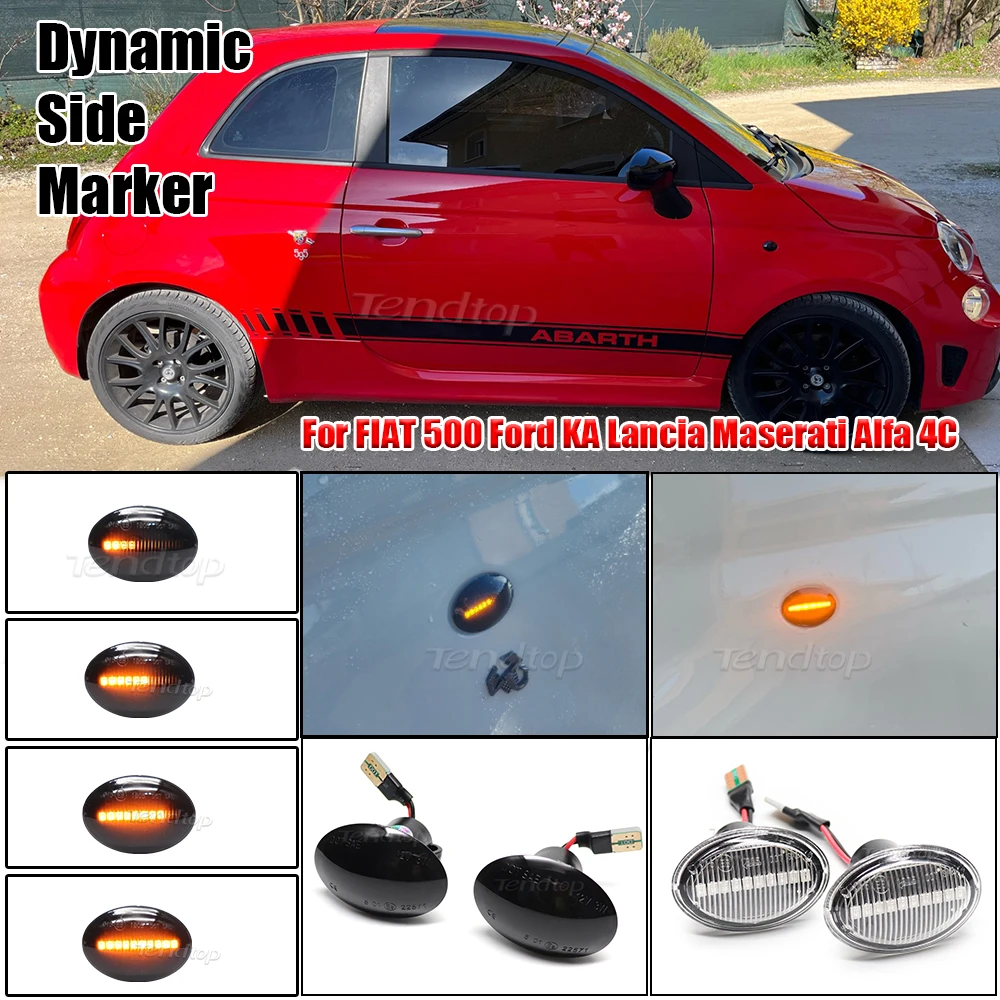 

LED Turn Signal Repeater Sequential Light For FIAT 500 500C 500L Flashing Side Marker Lamp For Abarth 500 595 695 Alfa 4C Lancia