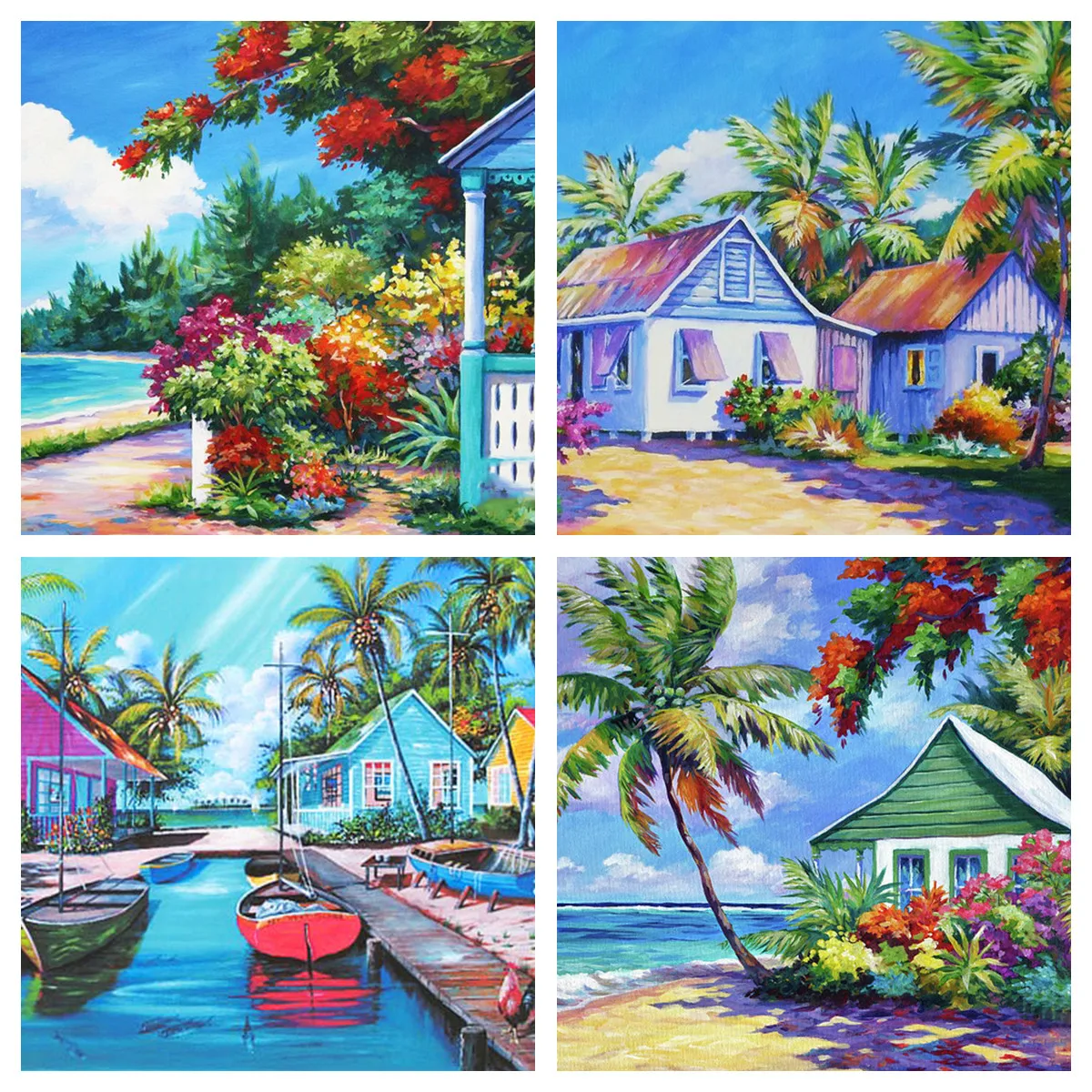 

Handwork Diamond Painting Sea House Landscape Cross Stitch Full Round Diamond Embroidery Photo Rhinestone Home