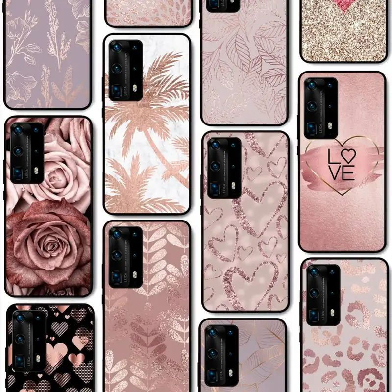 Beautiful gold Rose Phone Case for Huawei P50 P40 E P30 P20 Pro P10 Lite P Smart Y6 Nova3E Honor10 Cover