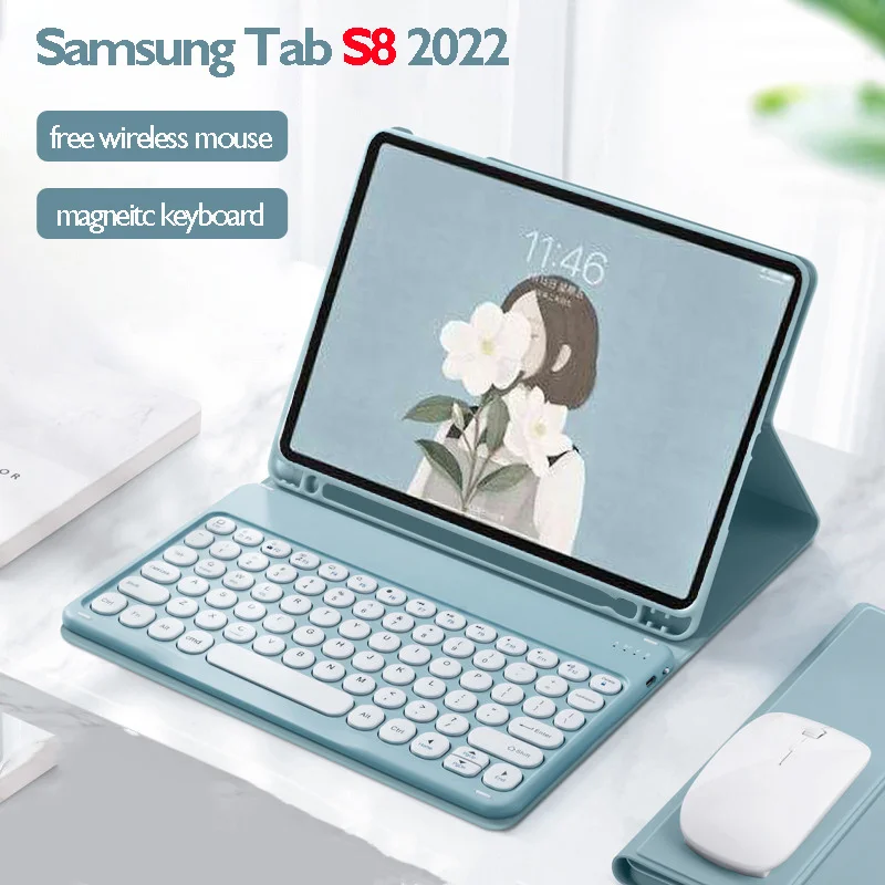 

2022 Keyboard Case for Samsung Tab S8 11 inch Wireless Keyboard with Mouse for Samsung Tab S7 2020 Case with Toupad Keyboard Hot