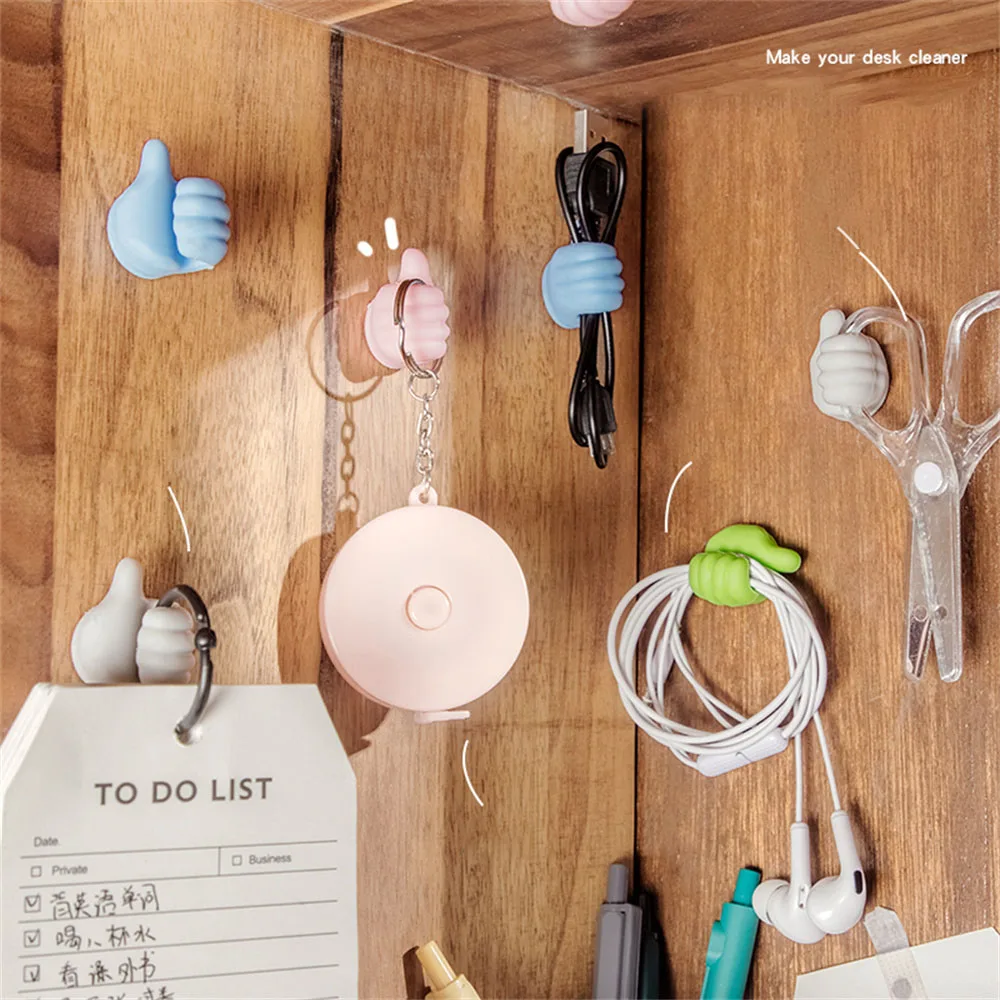 

10pcs Thumb Hook Key Storage Wall Door Home Decor Hook Holder Student Dormitory Multifunctional Data Cable Holder