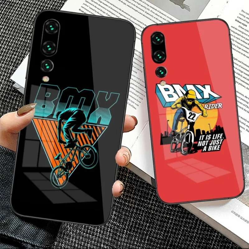Bike Cell Phone Case For Huawei P50 P40 P30 P20 Pro Mate 40 30 20 Pro Nova 9 8 7 Pc Glass Phone Cover Funda