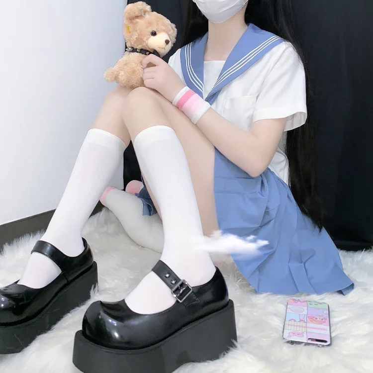 Женские чулки JK милые черные белые длинные носки в стиле &quotЛолита&quot однотонные