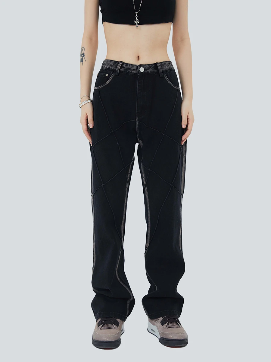 Four Seasons Men's Jeans Street Retro Wrinkled Washed Straight Loose Pants Men's and Women's Same Style Streetwear Ins Hot Sale