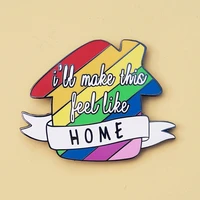 ill make this feel like home rainbow brooch metal badge lapel pin jacket jeans fashion jewelry accessories gift