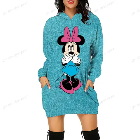 Women Hoodies Disney Minnie Mickey Mouse Print Sweatshirts 2022 Autumn Winter Long Sleeve 3D Dye Print Coat Casual Hoody 5XL YK2