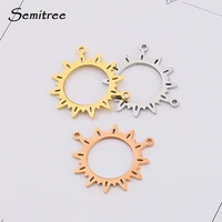semitree 5pcs stainless steel gear sunflower pendants pierced sun charms fashion necklace accessories for diy jewelry making