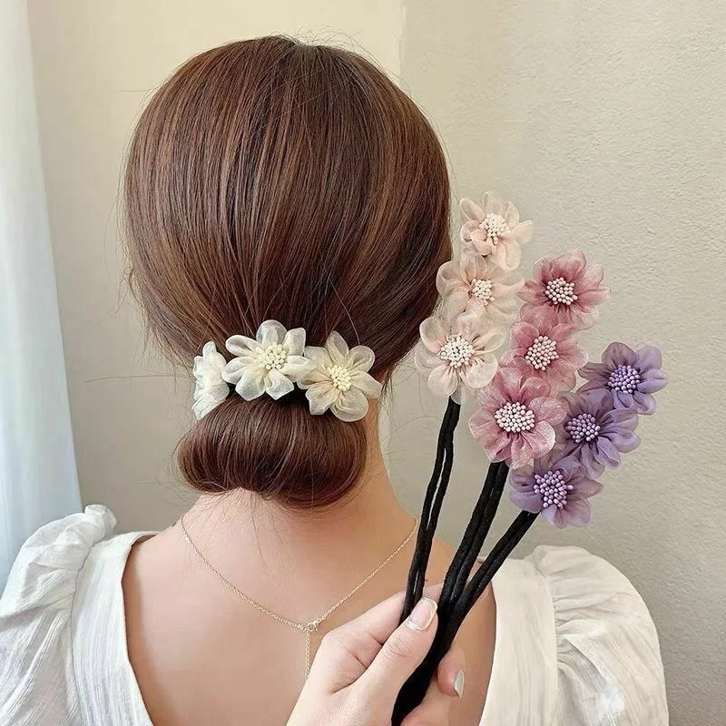 

2022NEW Floral Woman Hair Bun Maker Tools French Twist Ponytail Clips Hair Accessories