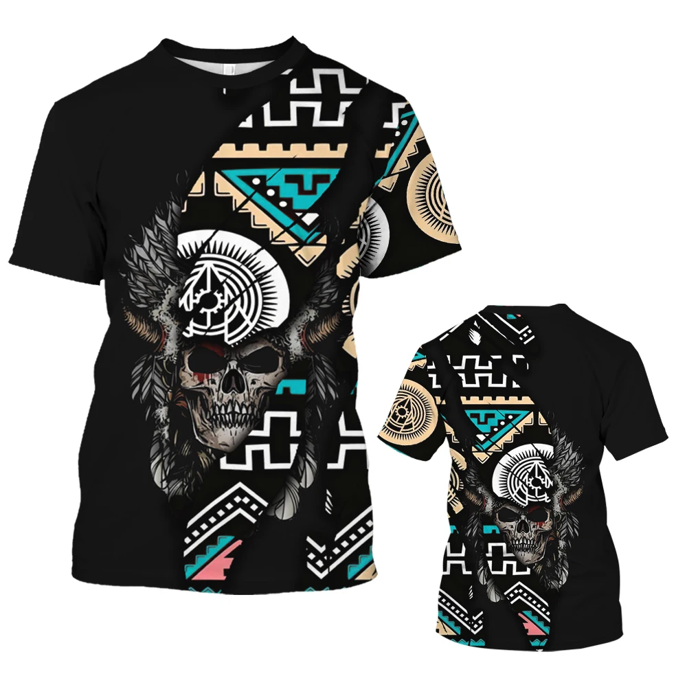 

Summer Men's Harajuku T-shirt Indian Skeleton 3D printed personality Fashion T-shirt o neck pullover Short sleeve Breathable top