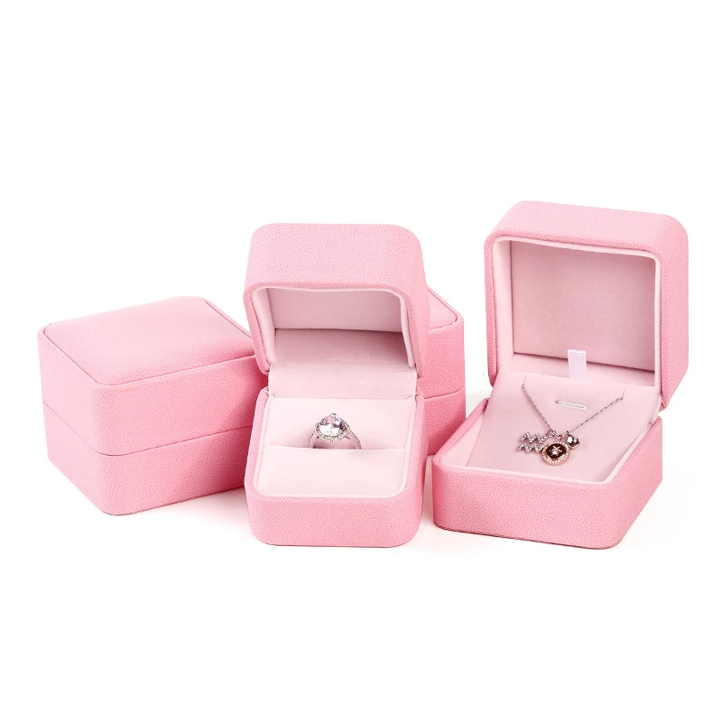 

High Quality Jewelry Box PU Leather Ring Earing Holder Packaging Case Gift Marriage Ring Box Jewelry Storage Organizer Casket